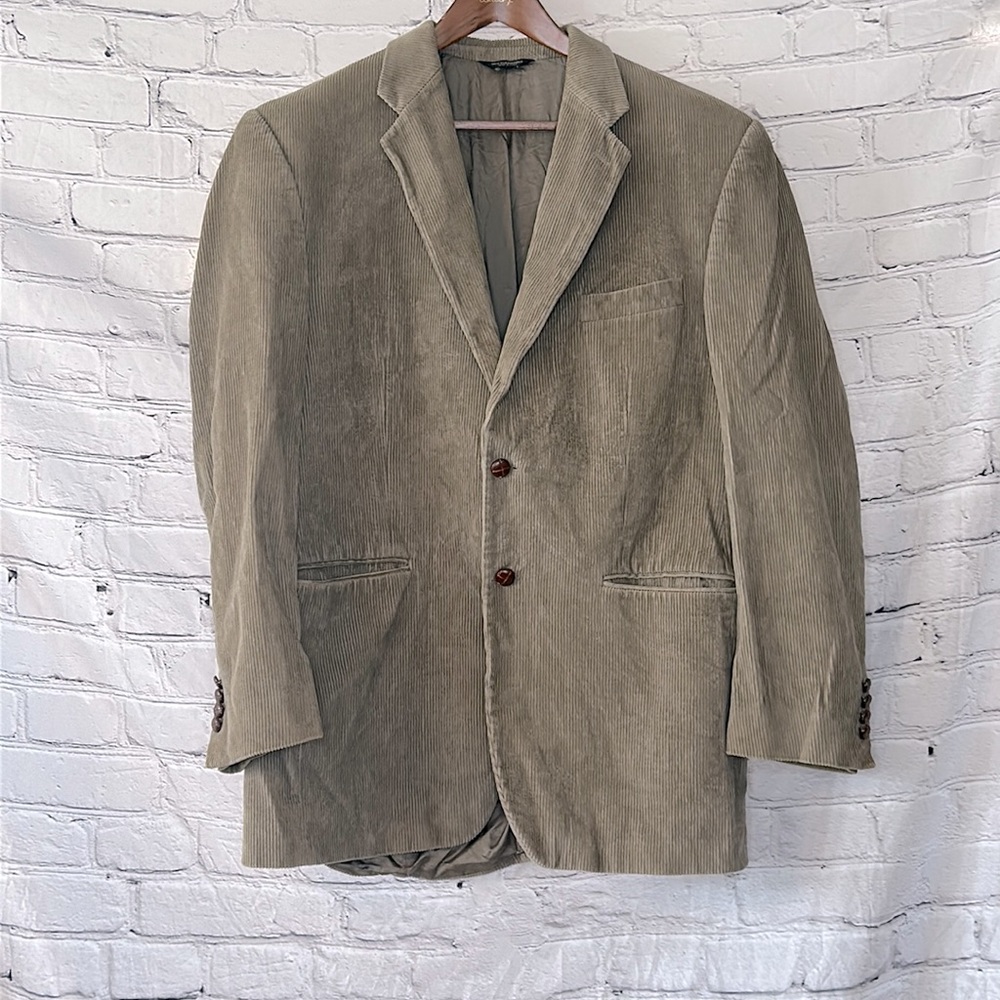 Lauren Ralph Lauren Corduroy Tan Suit Jacket Coat Size 42L Excellent Condition